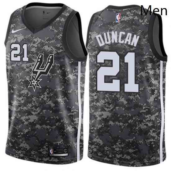 Mens Nike San Antonio Spurs 21 Tim Duncan Swingman Camo NBA Jersey City Edition